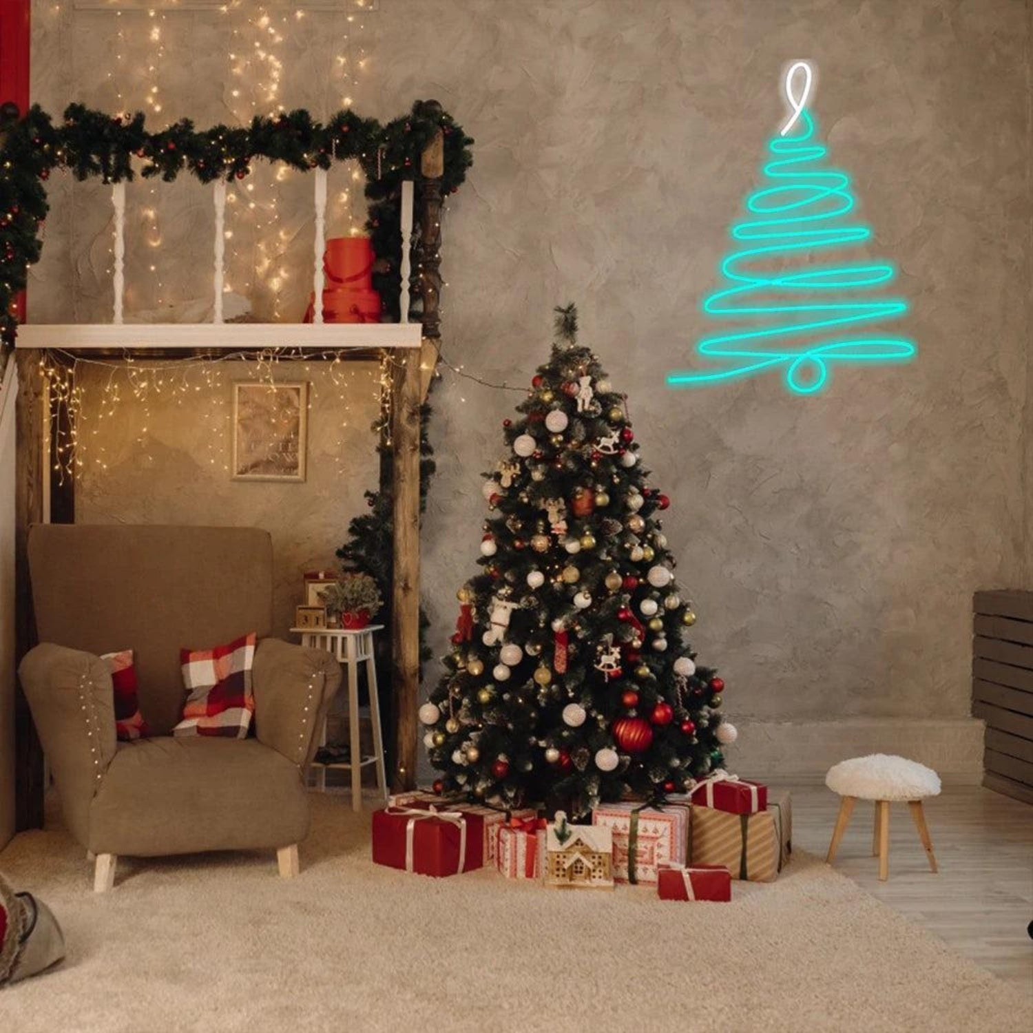 Christmas Tree Green White Spiral Led Neon Sign For Holiday Decor | Shineneon
