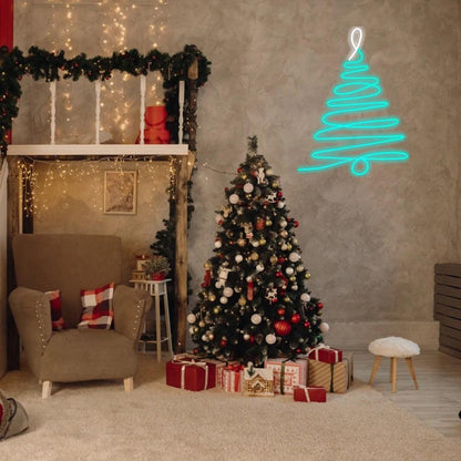 Christmas Tree Green White Spiral Led Neon Sign For Holiday Decor | Shineneon