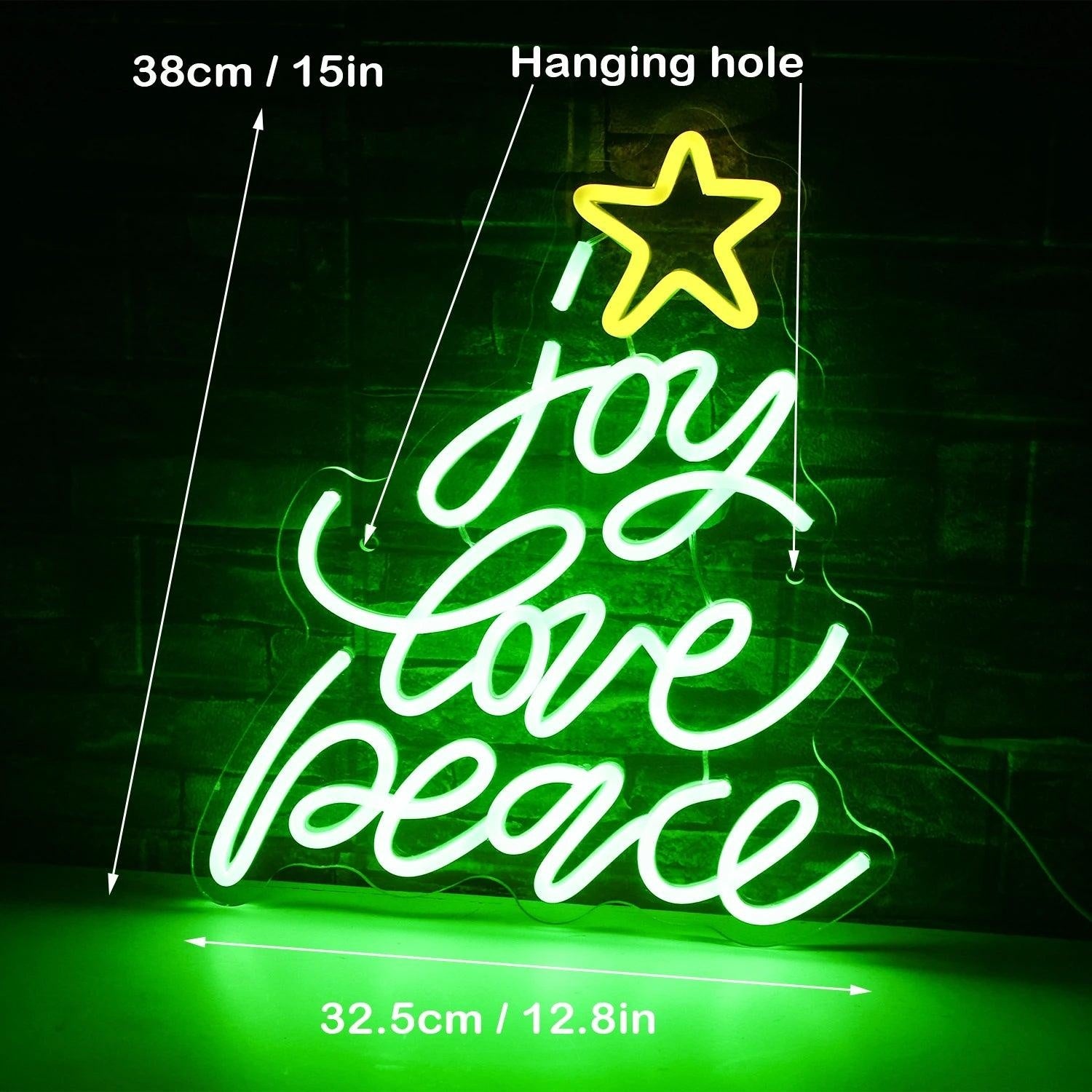 Christmas Tree Joy Love Peace Led Neon Sign Indoor Holiday Decor | Shineneon