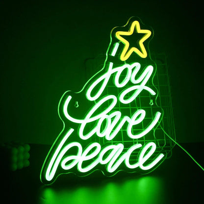 Christmas Tree Joy Love Peace Led Neon Sign Indoor Holiday Decor | Shineneon