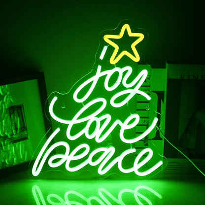 Christmas Tree Joy Love Peace Led Neon Sign Indoor Holiday Decor | Shineneon