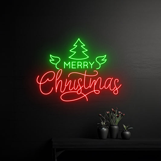 Christmas Tree Led Sign Personalized Merry Christmas Neon Light