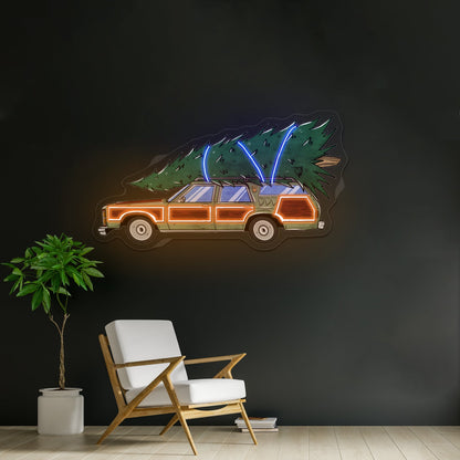 Christmas Tree On Station Wagon Neon Signs - Shineneon