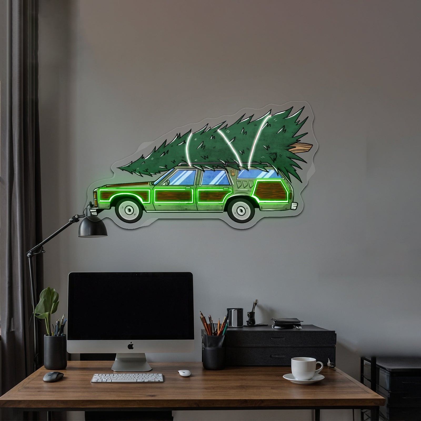 Christmas Tree On Station Wagon Neon Signs - Shineneon