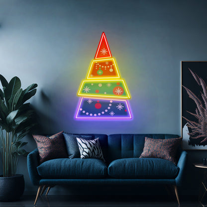 Christmas Tree Pyramid Led Neon Acrylic Artwork For Sale - Shineneon