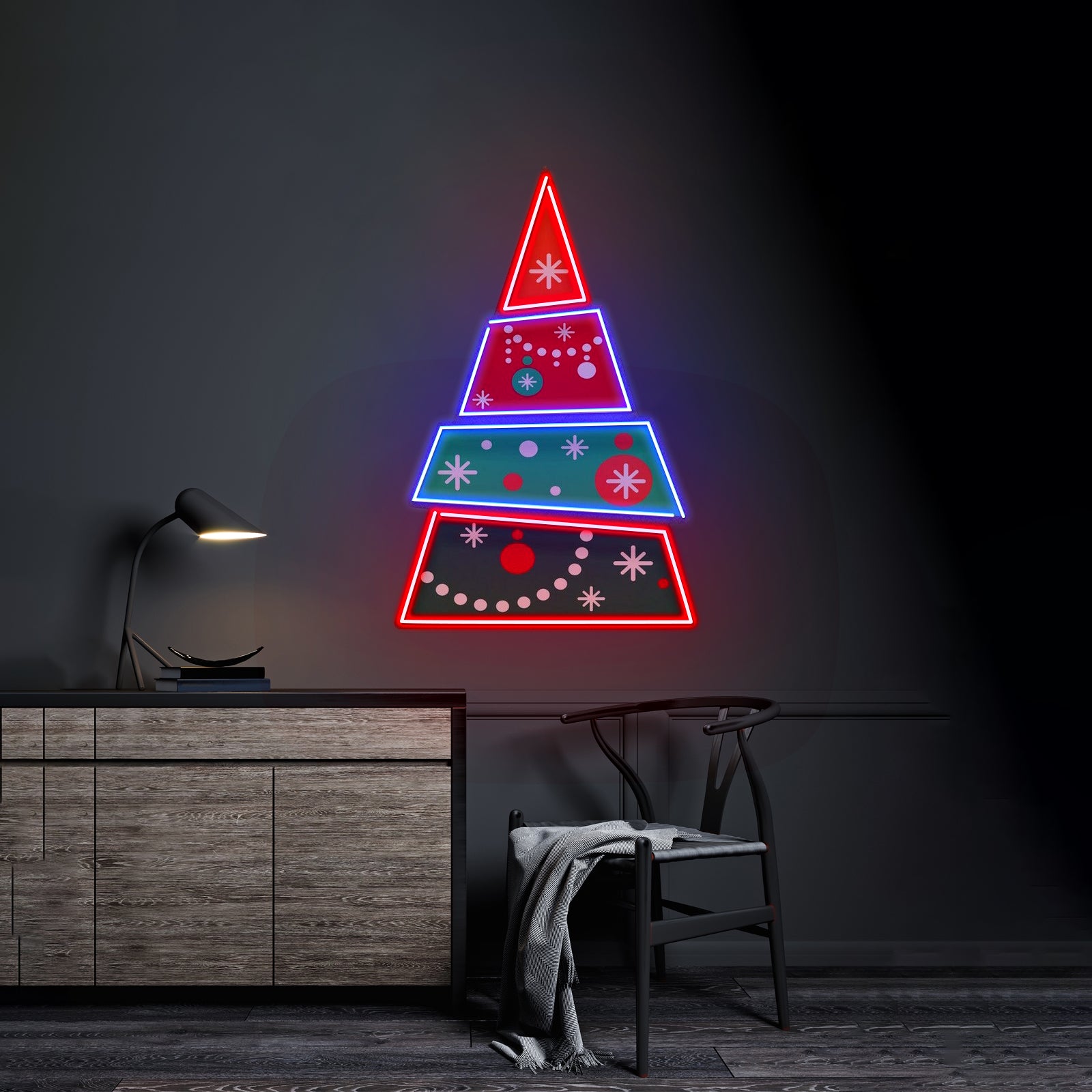 Christmas Tree Pyramid Led Neon Acrylic Artwork For Sale