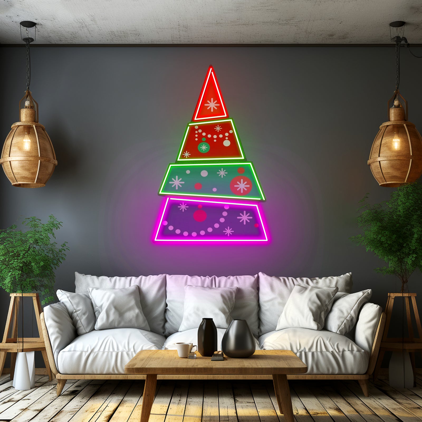 Christmas Tree Pyramid Led Neon Acrylic Artwork For Sale