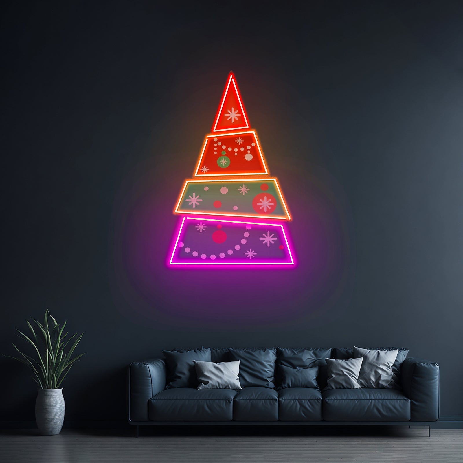 Christmas Tree Pyramid Led Neon Acrylic Artwork For Sale