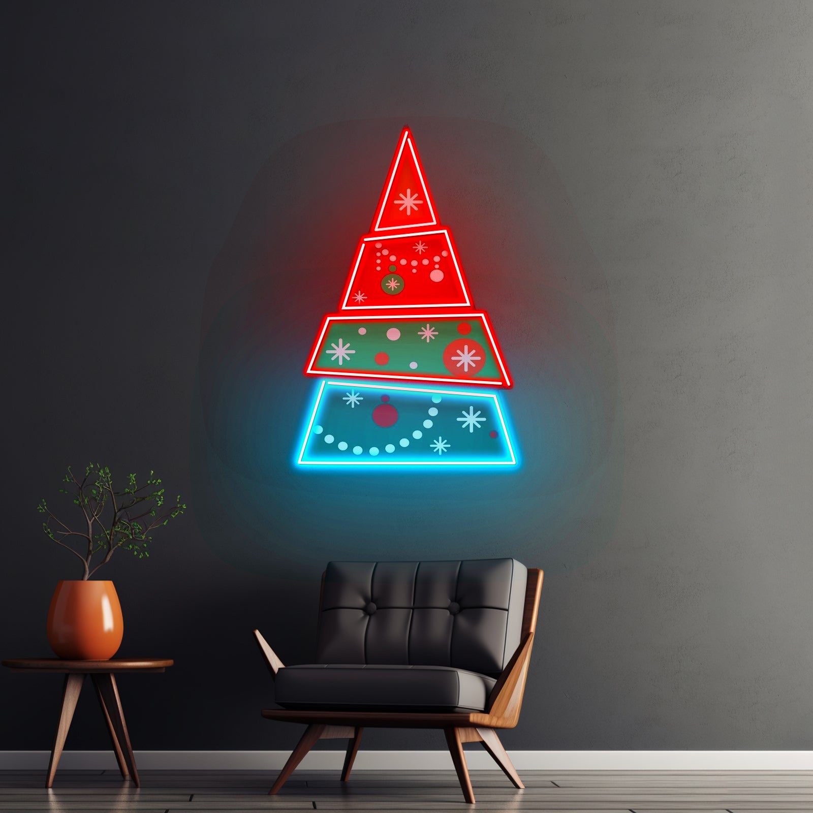 Christmas Tree Pyramid Led Neon Acrylic Artwork For Sale