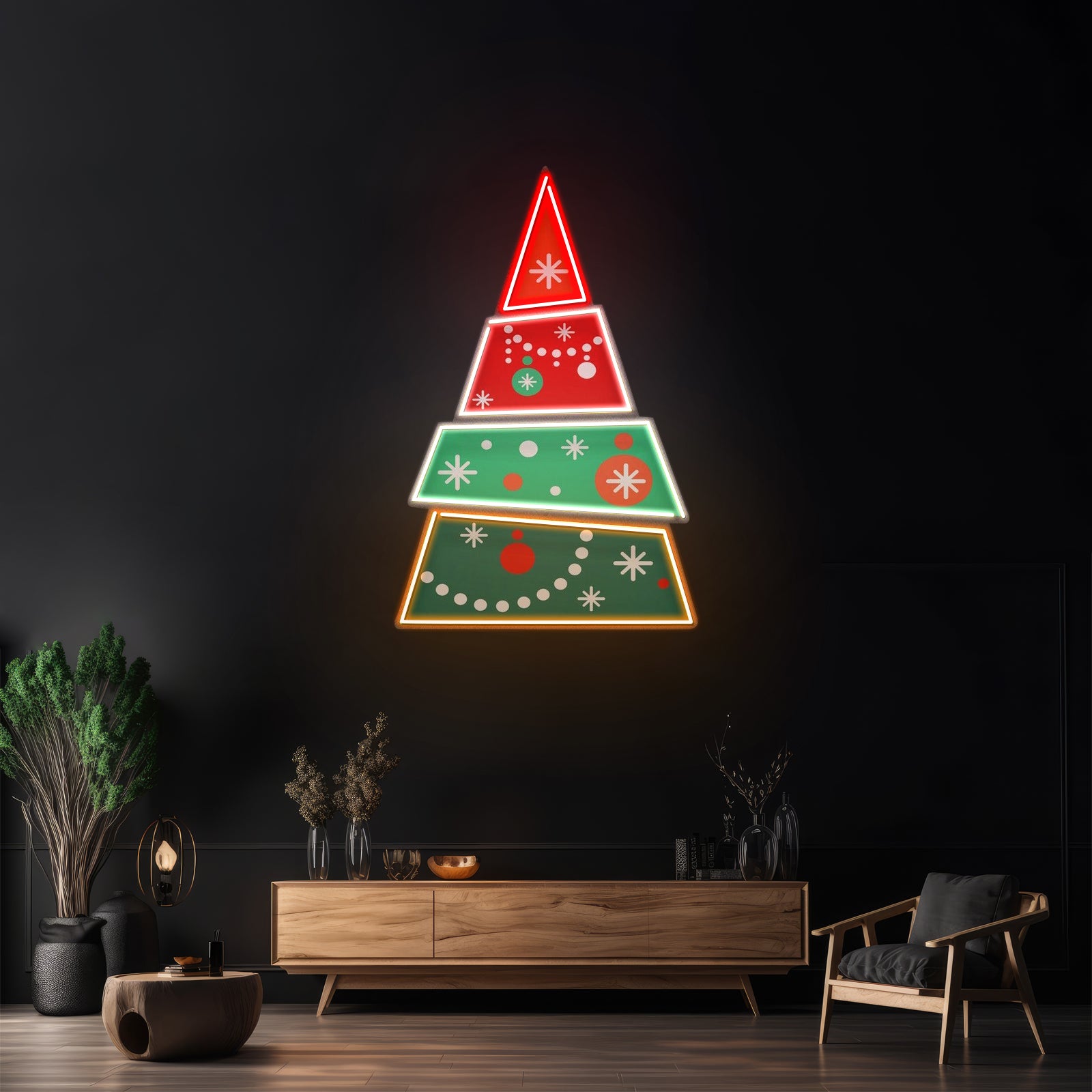 Christmas Tree Pyramid Led Neon Acrylic Artwork For Sale
