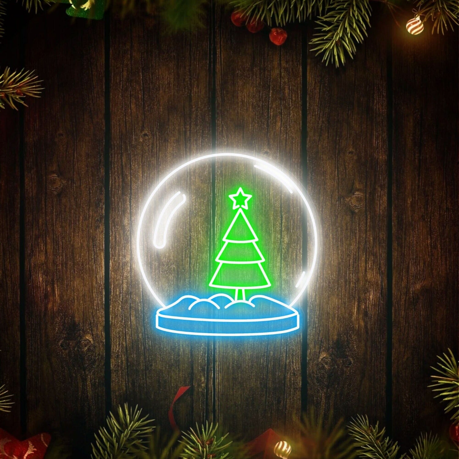 Christmas Tree Snow Globe Led Neon Sign | Shineneon