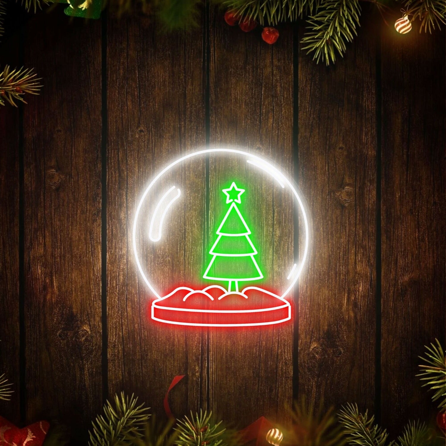 Christmas Tree Snow Globe Led Neon Sign | Shineneon