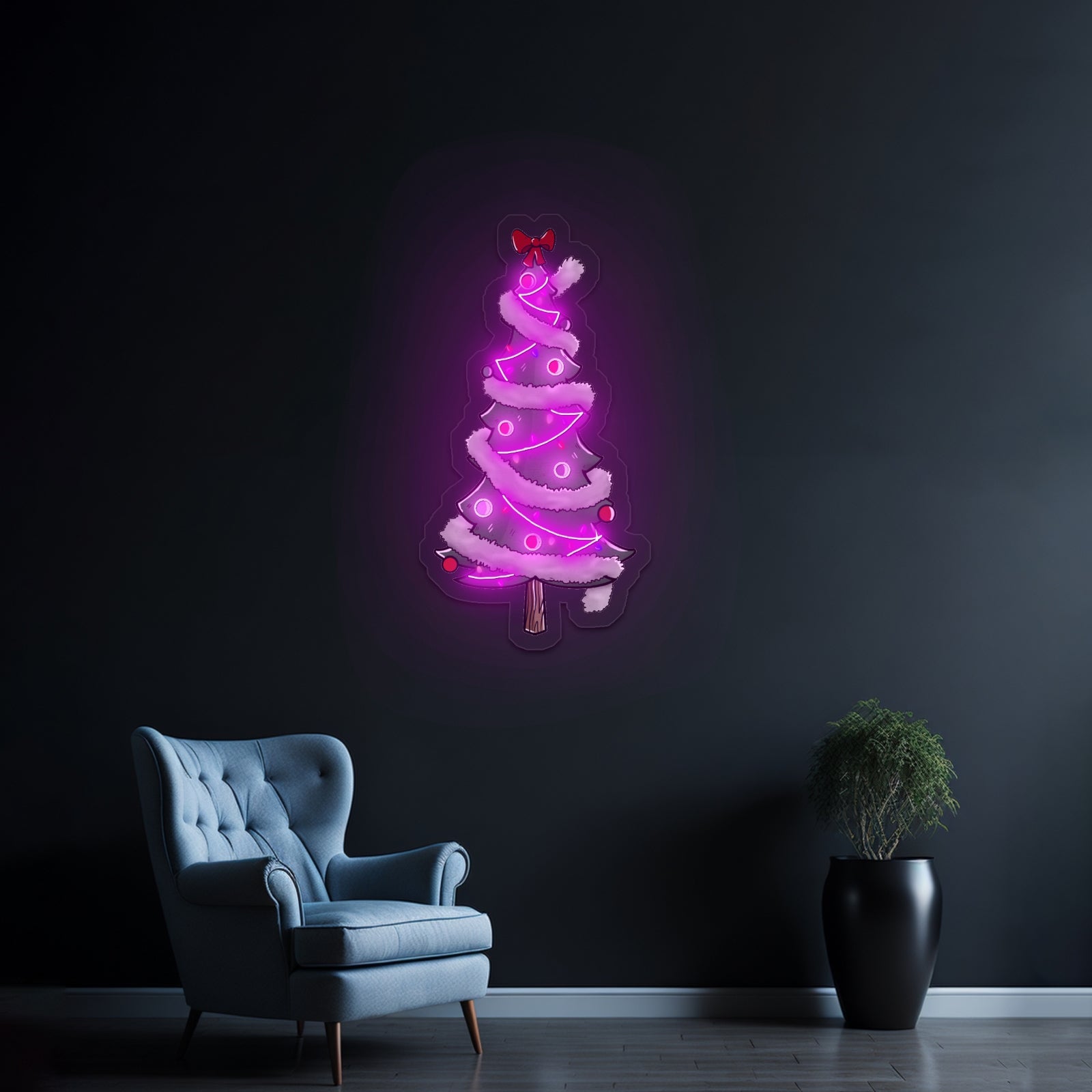 Christmas Tree With Tinsel Neon Signs - Shineneon