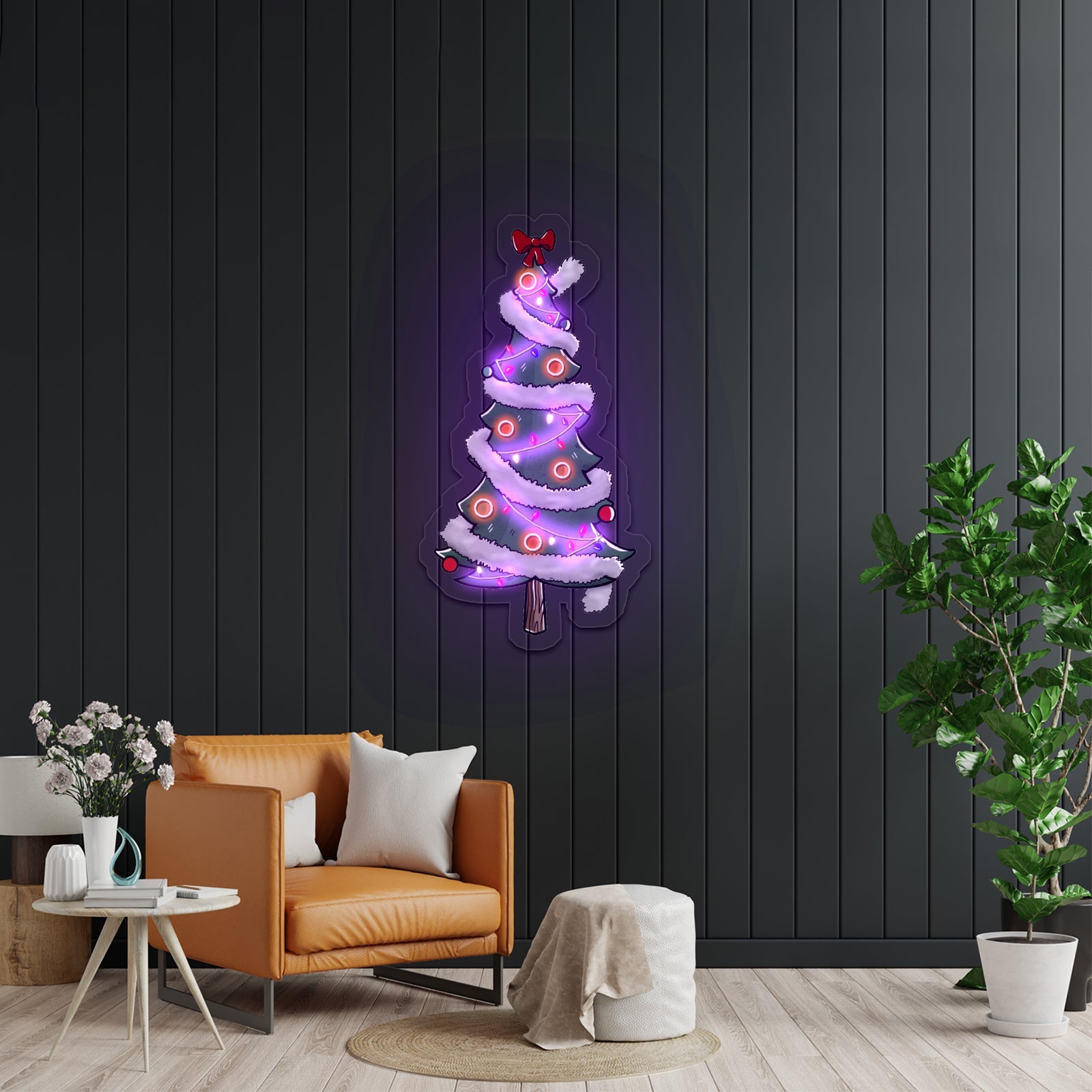 Christmas Tree With Tinsel Neon Signs - Shineneon