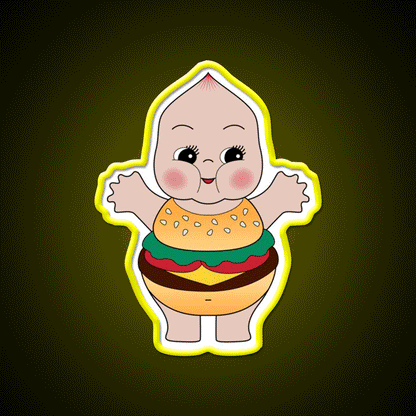 Chubby Burger Snack Food Led Neon Sign Rgb Color - Custom LED neon sign front view
