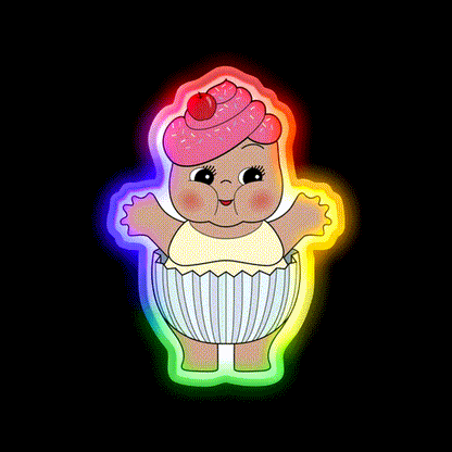 Chubby Cupcake Snack Food Led Neon Sign Rgb Color - LED neon sign close-up detail