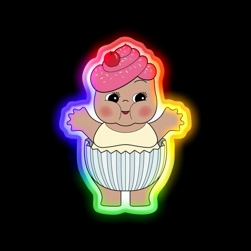 Chubby Cupcake Snack Food Led Neon Sign Rgb Color - LED neon sign close-up detail