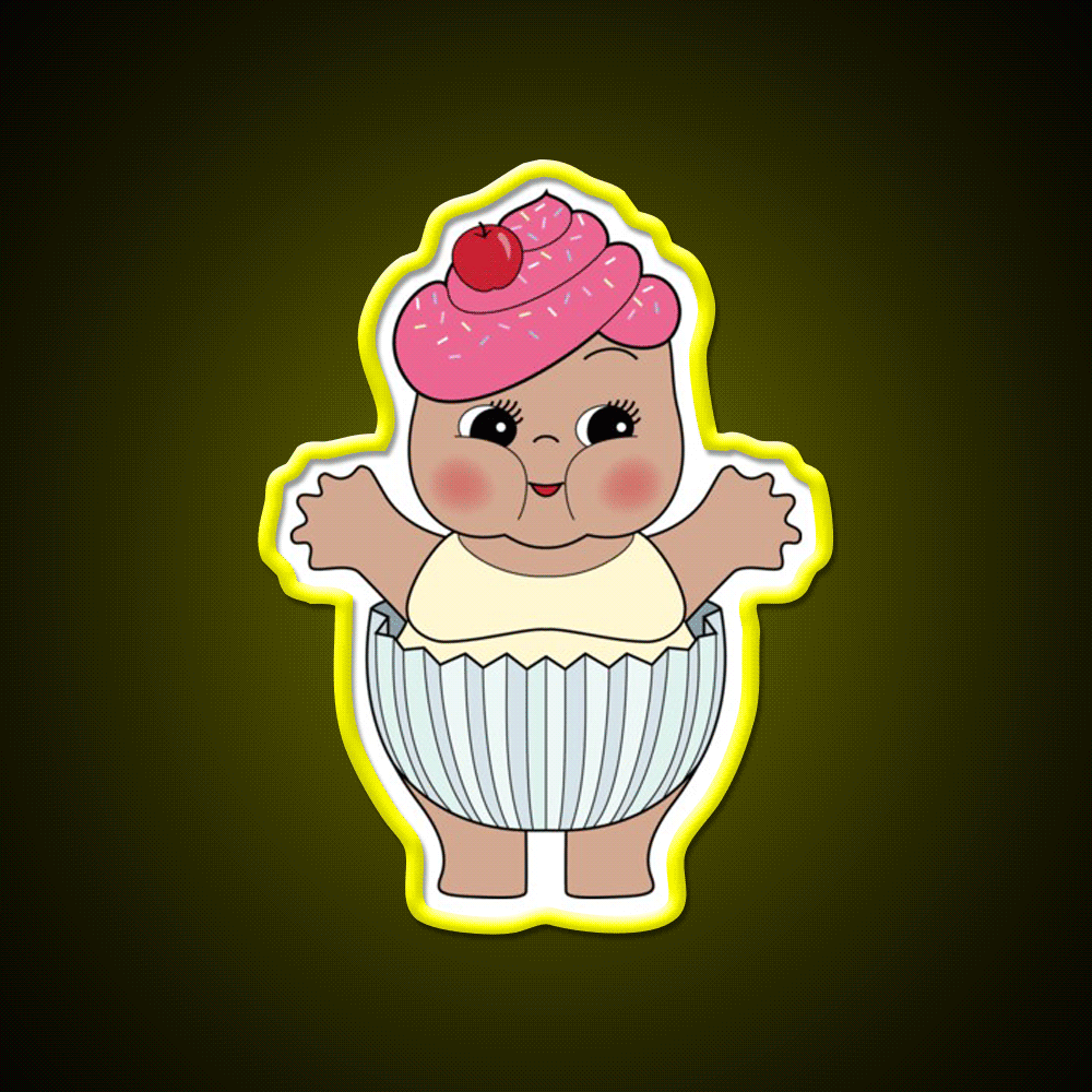 Chubby Cupcake Snack Food Led Neon Sign Rgb Color - Custom LED neon sign front view