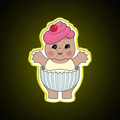 Chubby Cupcake Snack Food Led Neon Sign Rgb Color - Custom LED neon sign front view