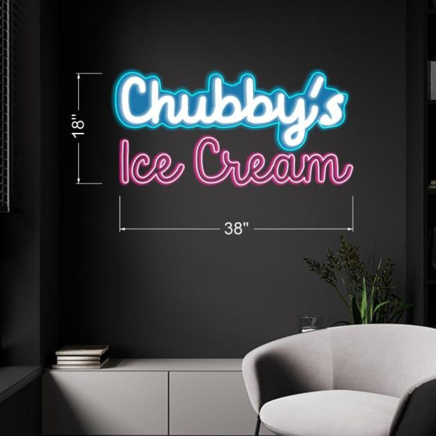 Chubbys Ice Cream Blue Pink Glow Led Neon Sign For Home Decor | Shineneon