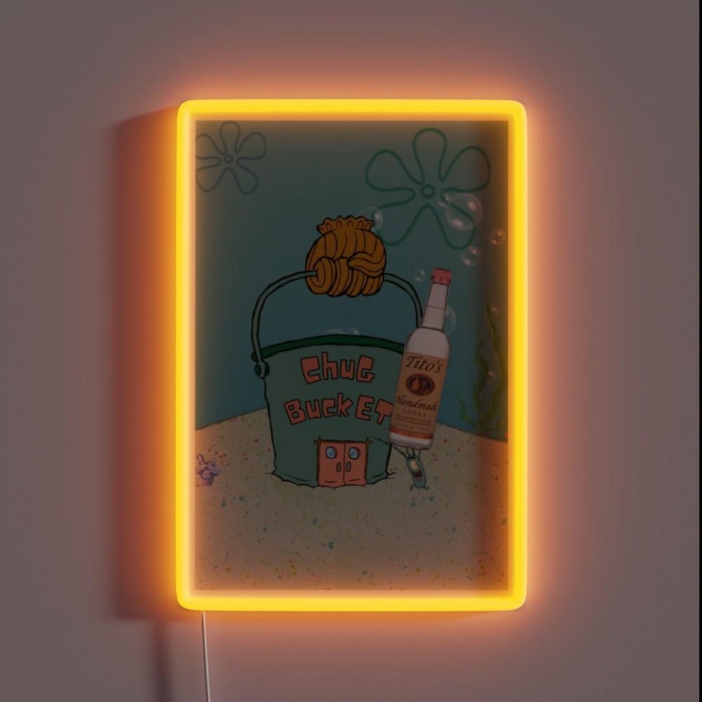 Chug Bucket Spongebob Art Rgb Led Neon Sign - Shineneon