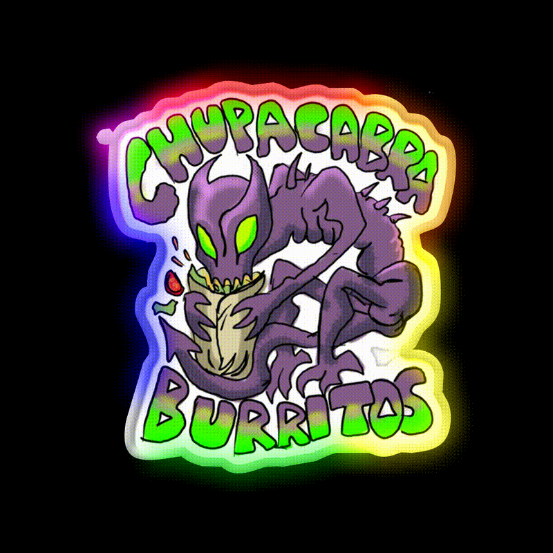 Chupacabra Burritos Fast Food Led Neon Sign For Burger Place Rgb Color