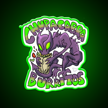 Chupacabra Burritos Fast Food Led Neon Sign For Burger Place Rgb Color