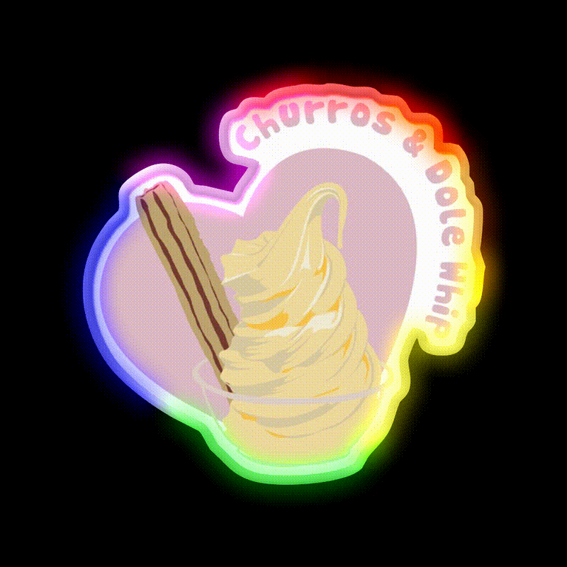 Churros And Dole Whip Snack Food Led Neon Sign Rgb Color - LED neon sign close-up detail