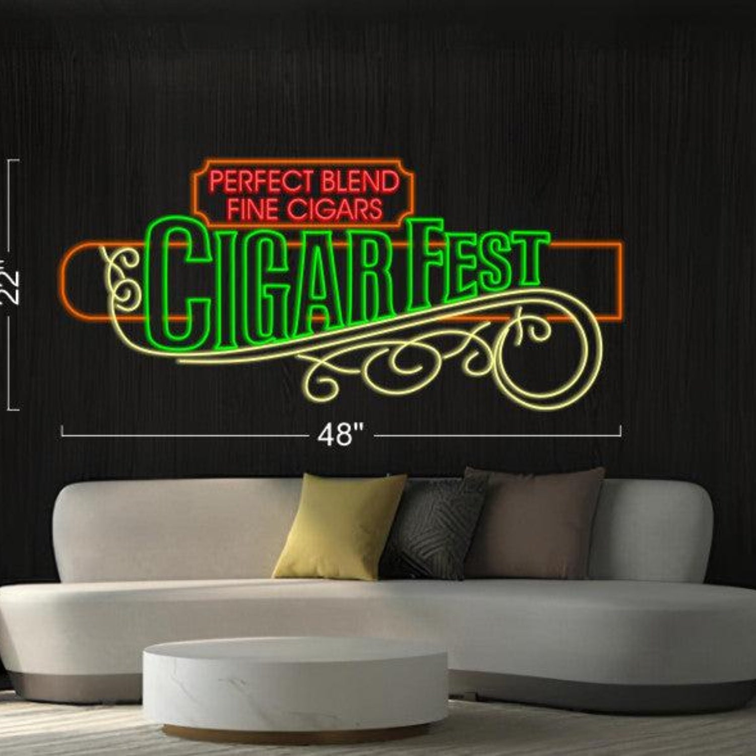 Cigar Fest Perfect Blend Multicolor Vintage-Led Neon Sign For Cigar Lounge Decor | Shineneon