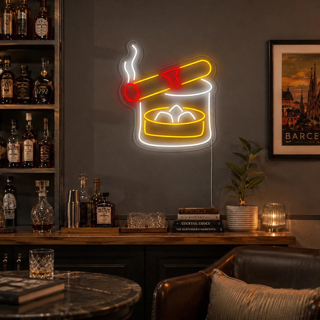 Cigar Glass Neon Sign LED Neon Sign real lifestyle scene