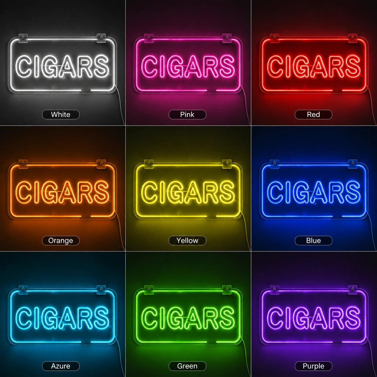 Cigar Room Wall Neon Sign LED Neon Sign color grid