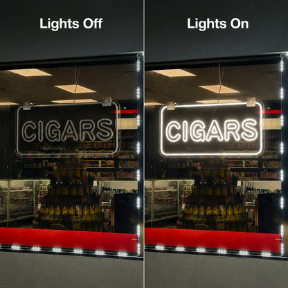 Cigar Room Wall Neon Sign LED Neon Sign day and night comparison