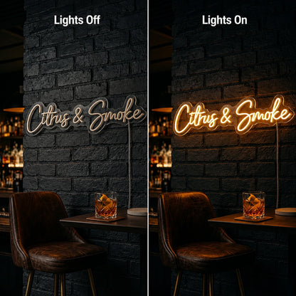 Cigars And Smoke Neon Sign LED Neon Sign day and night comparison