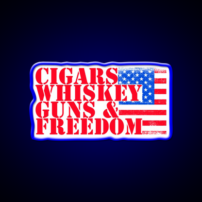 Cigars Whiskey Guns Freedom Classic Whiskey Drink Bar Led Neon Sign Rgb Color