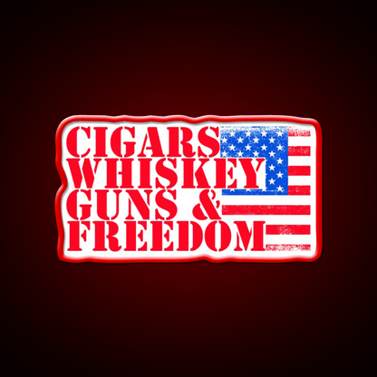 Cigars Whiskey Guns Freedom Classic Whiskey Drink Bar Led Neon Sign Rgb Color - Shineneon