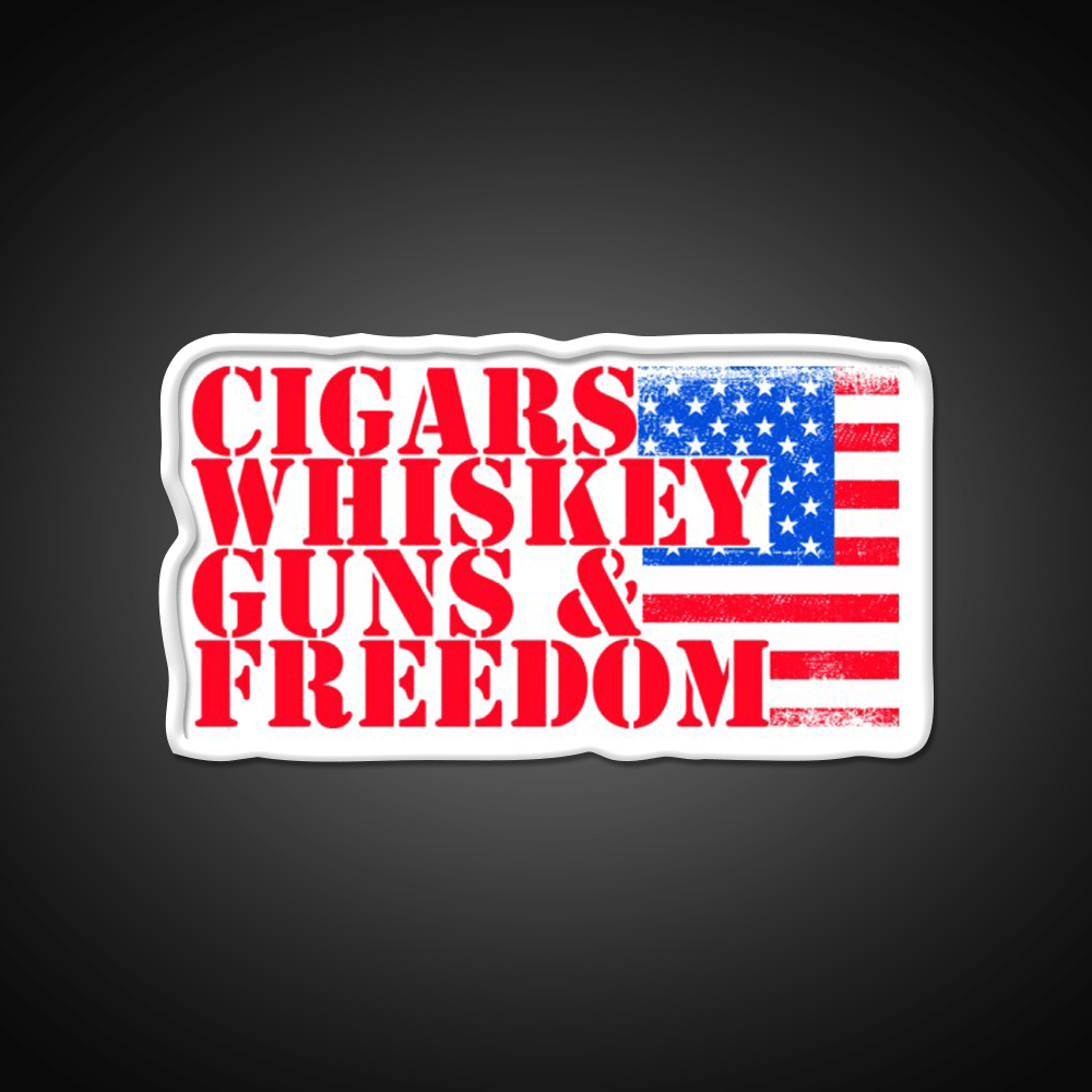 Cigars Whiskey Guns Freedom Classic Whiskey Drink Bar Led Neon Sign Rgb Color - Shineneon