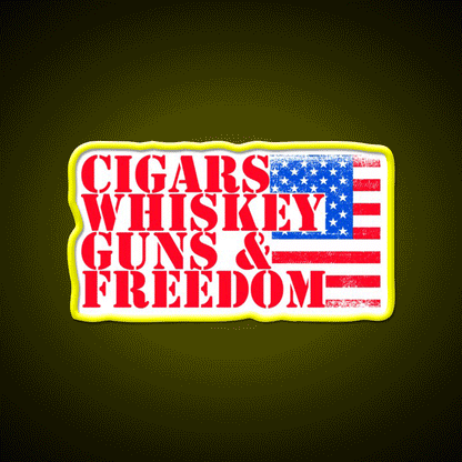 Cigars Whiskey Guns Freedom Classic Whiskey Drink Bar Led Neon Sign Rgb Color