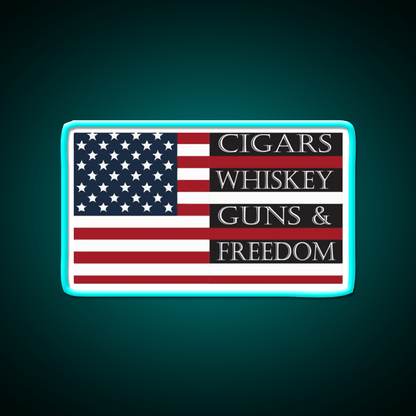Cigars Whiskey Guns Freedom Womens Whiskey Drink Bar Led Neon Sign Rgb Color - Shineneon