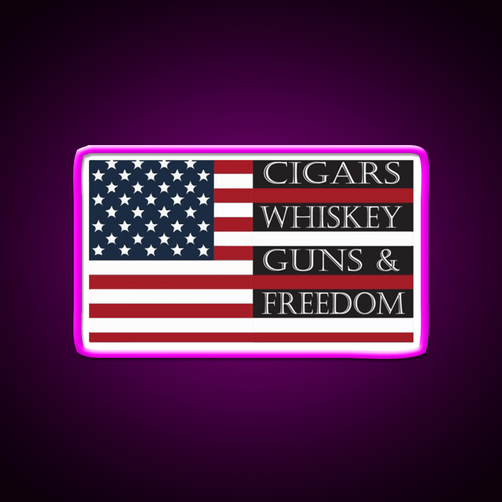 Cigars Whiskey Guns Freedom Womens Whiskey Drink Bar Led Neon Sign Rgb Color - Shineneon