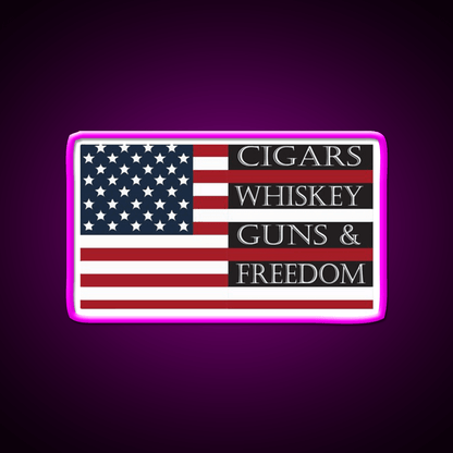 Cigars Whiskey Guns Freedom Womens Whiskey Drink Bar Led Neon Sign Rgb Color - Shineneon