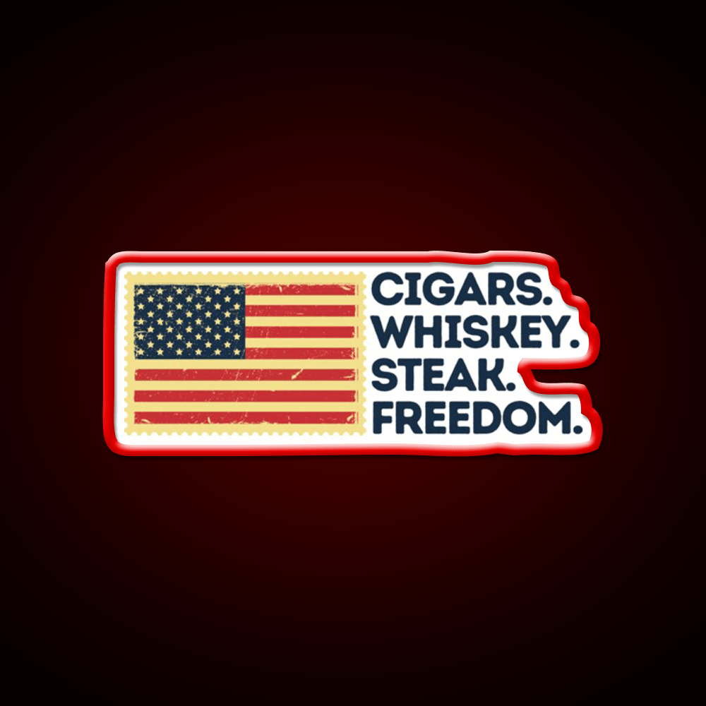 Cigars Whiskey Steak Freedom Patriotic Whiskey Drink Bar Led Neon Sign Rgb Color - Shineneon