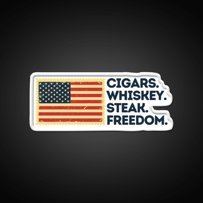 Cigars Whiskey Steak Freedom Patriotic Whiskey Drink Bar Led Neon Sign Rgb Color - Shineneon