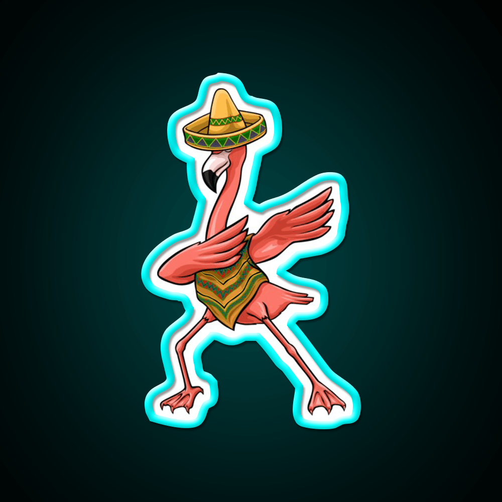 Cinco Dabbing Dab Flamingo Poncho Sombrero Party Drink Tequila Led Neon Sign Rgb Color - Shineneon