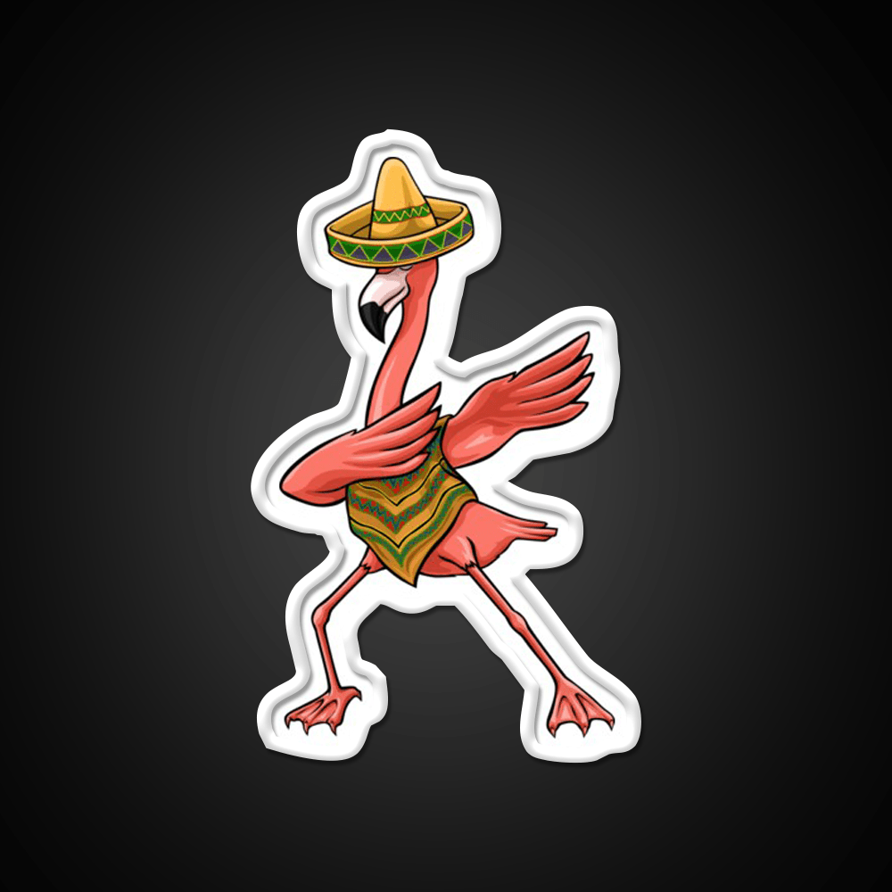 Cinco Dabbing Dab Flamingo Poncho Sombrero Party Drink Tequila Led Neon Sign Rgb Color - Shineneon
