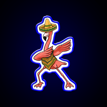 Cinco Dabbing Dab Flamingo Poncho Sombrero Party Drink Tequila Led Neon Sign Rgb Color - Shineneon