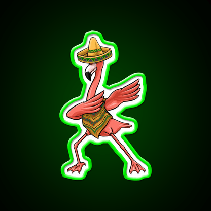 Cinco Dabbing Dab Flamingo Poncho Sombrero Party Drink Tequila Led Neon Sign Rgb Color - Shineneon