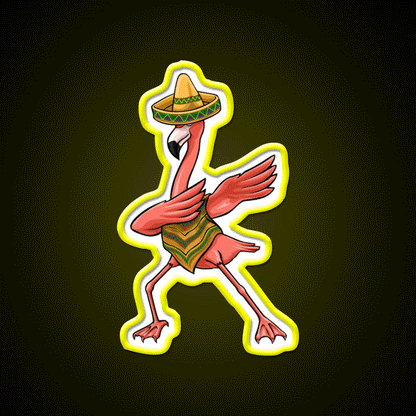 Cinco Dabbing Dab Flamingo Poncho Sombrero Party Drink Tequila Led Neon Sign Rgb Color - Custom LED neon sign front view