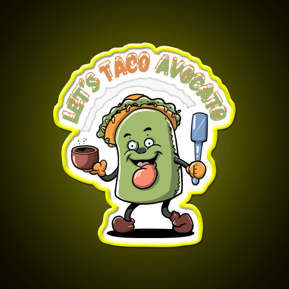 Cinco De Mayo Fiesta Avocato Taco Led Neon Sign Mexican Food Sign Rgb Color - Custom LED neon sign front view
