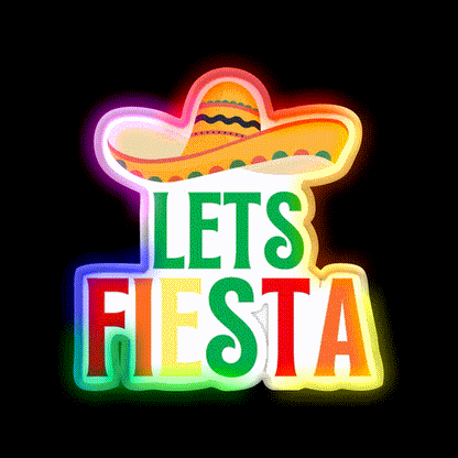 Cinco De Mayo Lets Fiesta Cool Cinco De Mayo Taco Led Neon Sign Rgb Color - LED neon sign close-up detail