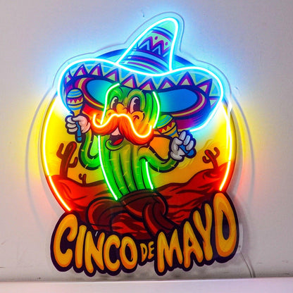 Cinco De Mayo Skull Heart Uv Printed Led Neon Sign Pink Yellow Art Bar Studio Decor | Shineneon